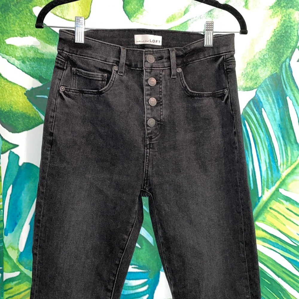 Black Denim Cropped Flare Jeans
